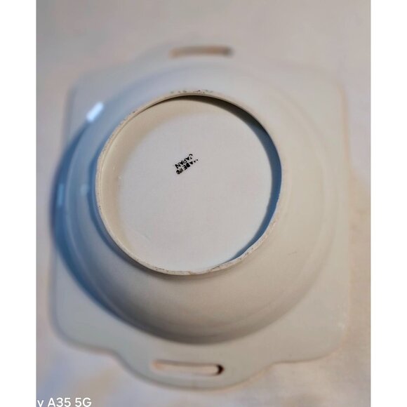 Vintage Mid-Century Square Floral Enamel Bowl With Handles Made In Japan - Orang - Picture 3 of 4